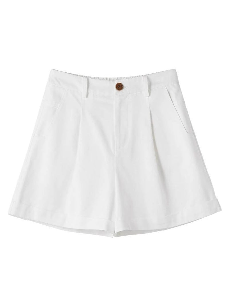 Women's High-Waisted White Casual Shorts – Relaxed Fit Summer Office & Daily Wear (S–XL)