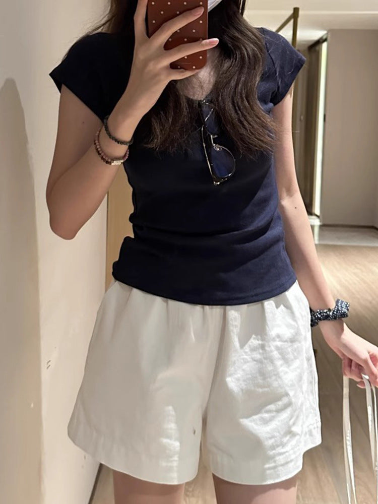 Women’s High-Waisted Loose Fit Cotton Shorts – Elastic Waist Casual Lounge Bottoms (S–XL)