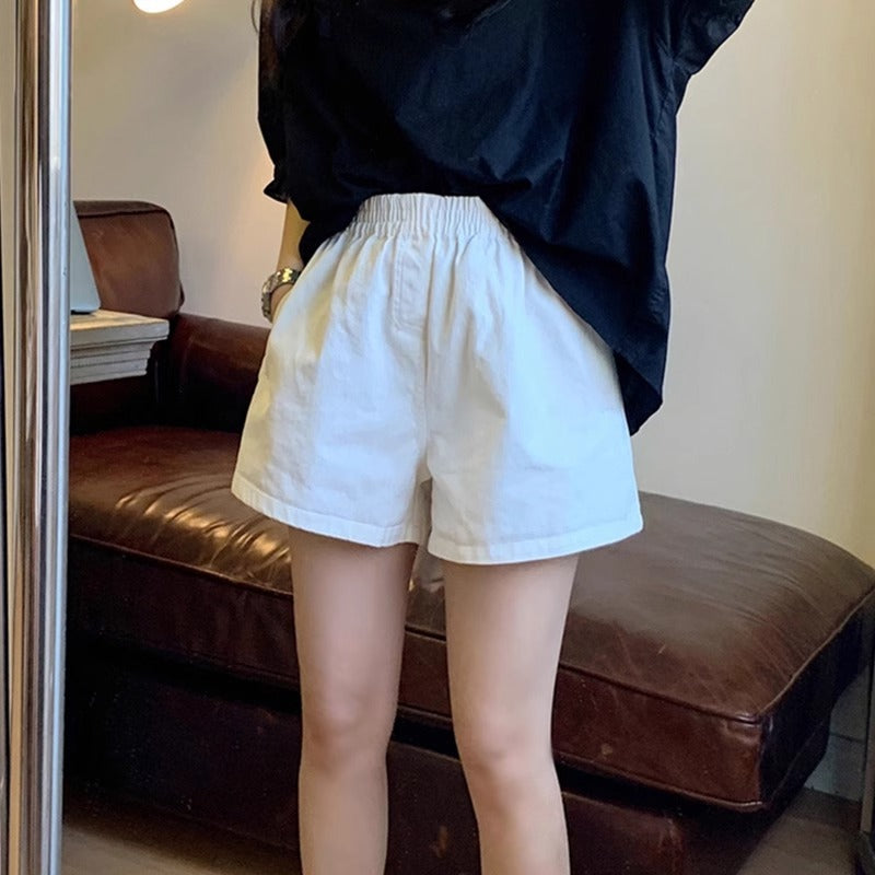Women’s High-Waisted Loose Fit Cotton Shorts – Elastic Waist Casual Lounge Bottoms (S–XL)