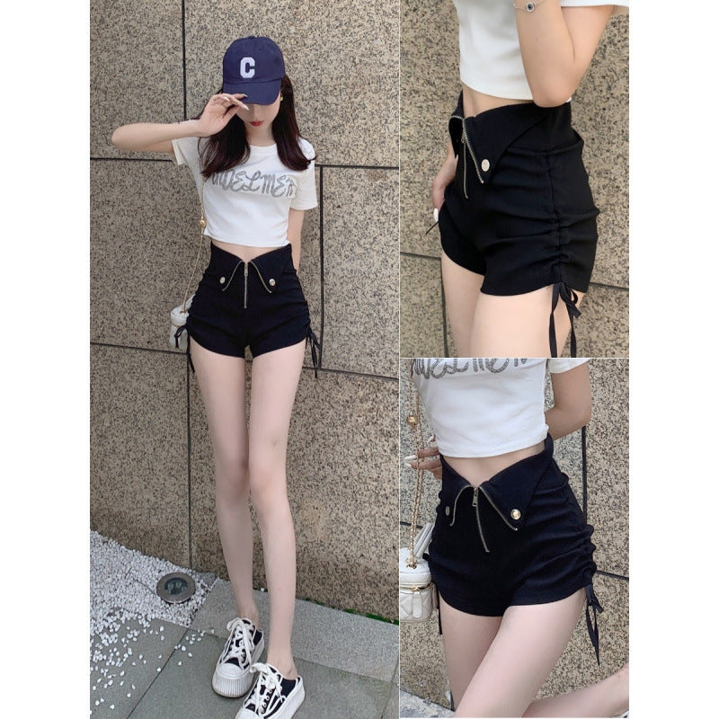 Women's V-Waist Sexy High Rise Shorts – Slim Fit Zipper Hot Pants (S–XL)