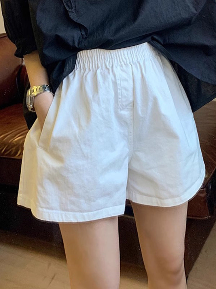 Women’s High-Waisted Loose Fit Cotton Shorts – Elastic Waist Casual Lounge Bottoms (S–XL)