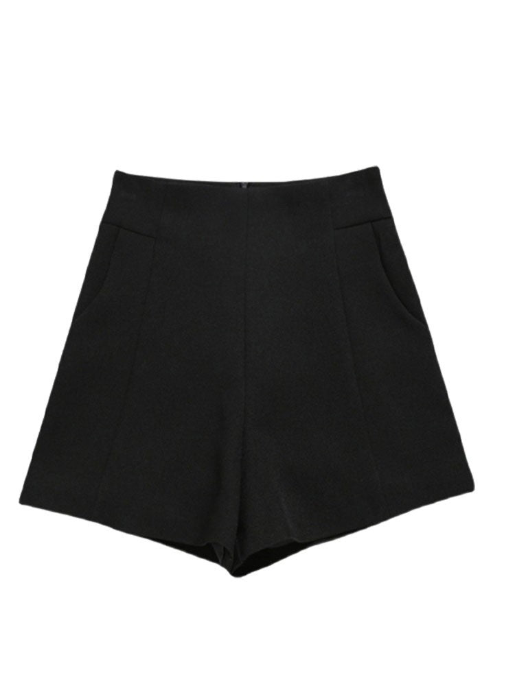 High-Waisted Tailored Black Shorts – Women's Minimalist A-Line Formal Shorts (S–XL)