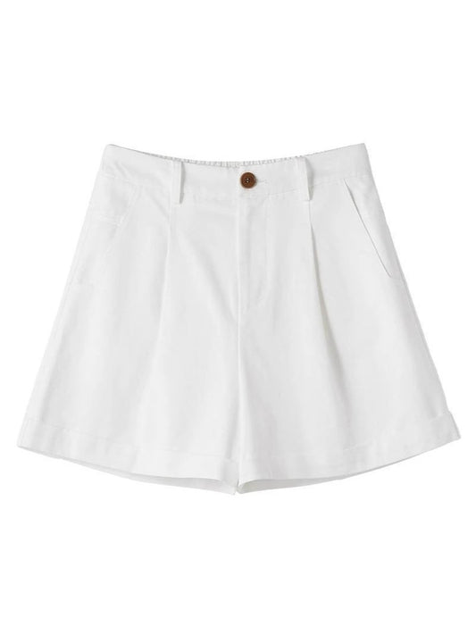 Women's High-Waisted White Casual Shorts – Relaxed Fit Summer Office & Daily Wear (S–XL)