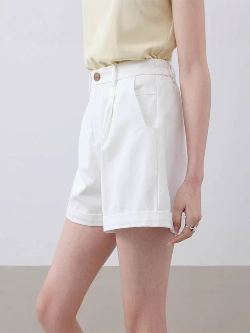 Women's High-Waisted White Casual Shorts – Relaxed Fit Summer Office & Daily Wear (S–XL)