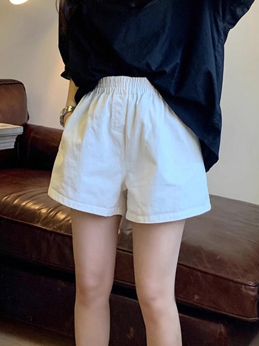 Women’s High-Waisted Loose Fit Cotton Shorts – Elastic Waist Casual Lounge Bottoms (S–XL)