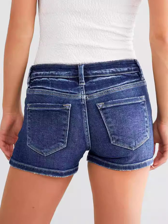 Women's High-Waisted Distressed Denim Shorts – Vintage Washed Stretch Jean Hotpants (S–XL)