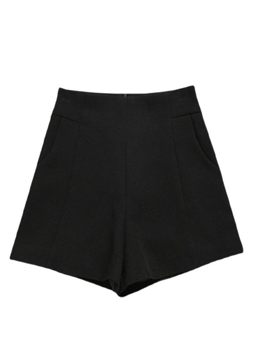 High-Waisted Tailored Black Shorts – Women's Minimalist A-Line Formal Shorts (S–XL)