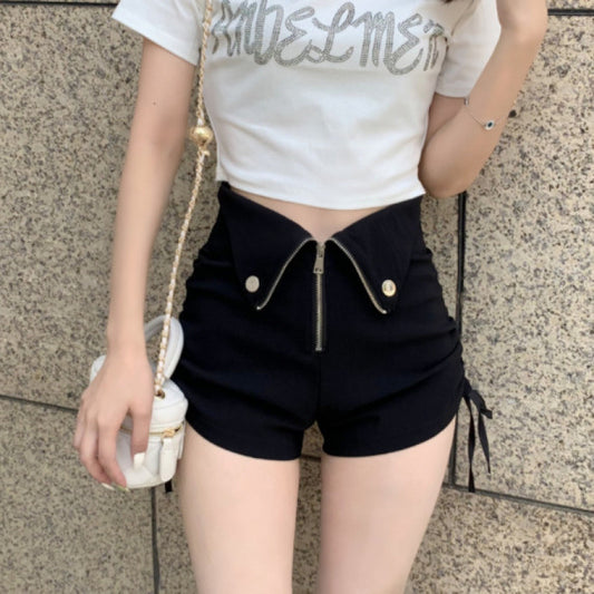 Women's V-Waist Sexy High Rise Shorts – Slim Fit Zipper Hot Pants (S–XL)