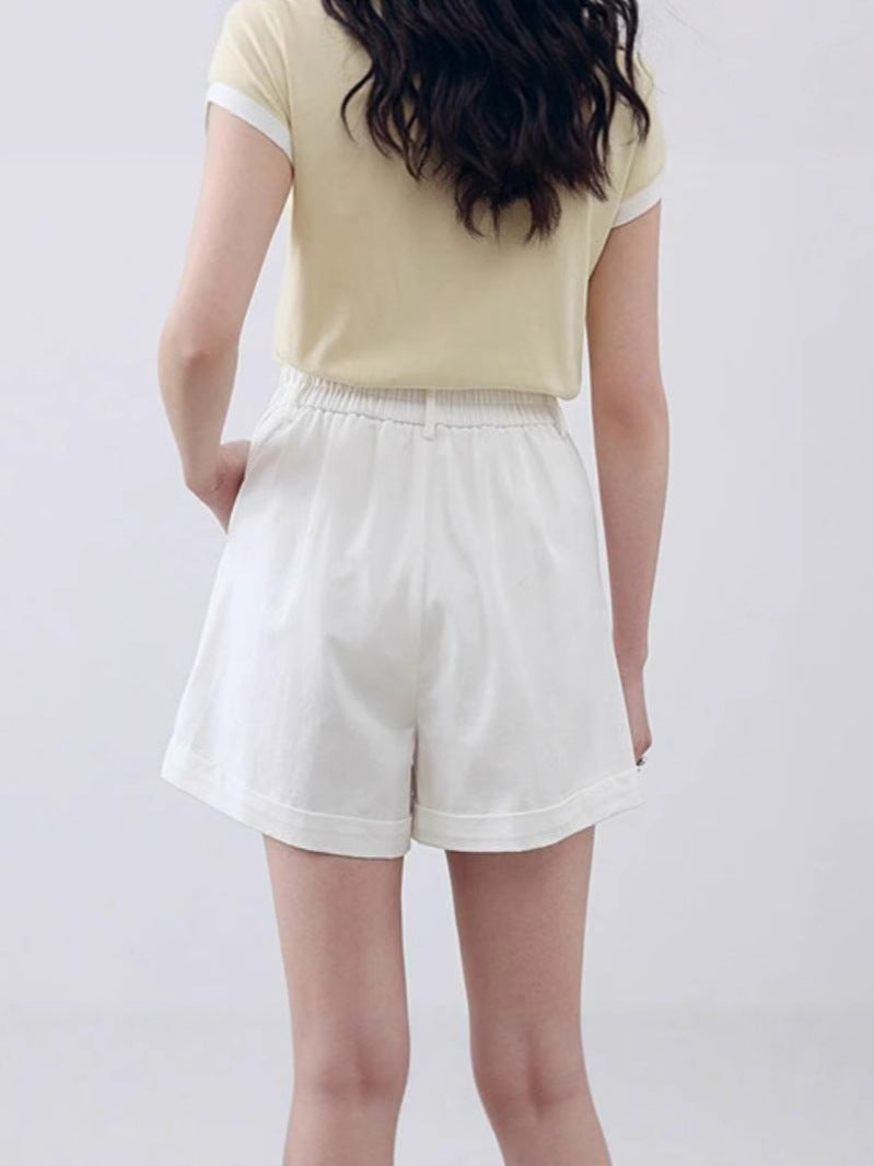 Women's High-Waisted White Casual Shorts – Relaxed Fit Summer Office & Daily Wear (S–XL)