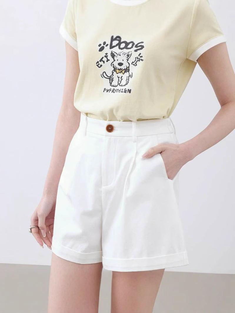 Women's High-Waisted White Casual Shorts – Relaxed Fit Summer Office & Daily Wear (S–XL)