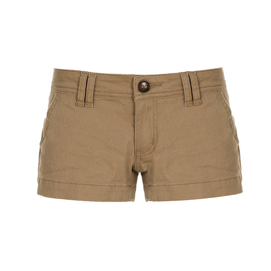 Minimalist Utility-Style High-Waist Cotton Shorts – Solid Color Casual Hot Pants (S–XL)